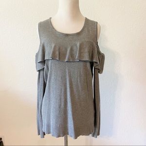 Calvin Klein Gray Top S Cold Shoulder Sweater